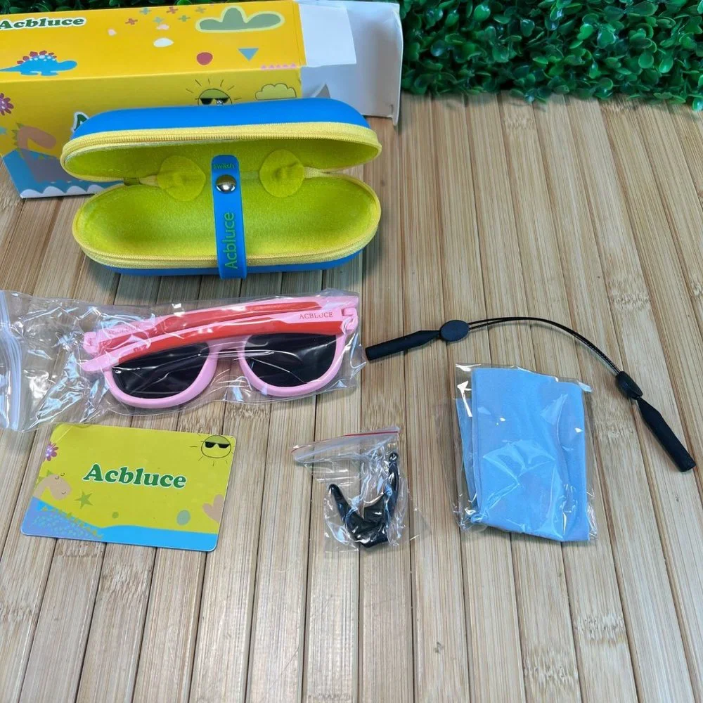 New Kids Sunglasses Polarized 100% UV Protection Pink Girls with Case Gift